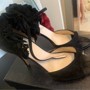 Prada Black Ruffle Sandals